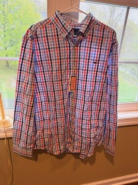 Vineyard Vines Men's Blue Red White Plaid Button-Down Shirt